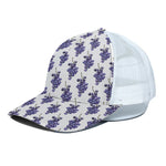 Watercolor Grape Pattern Print White Mesh Trucker Cap