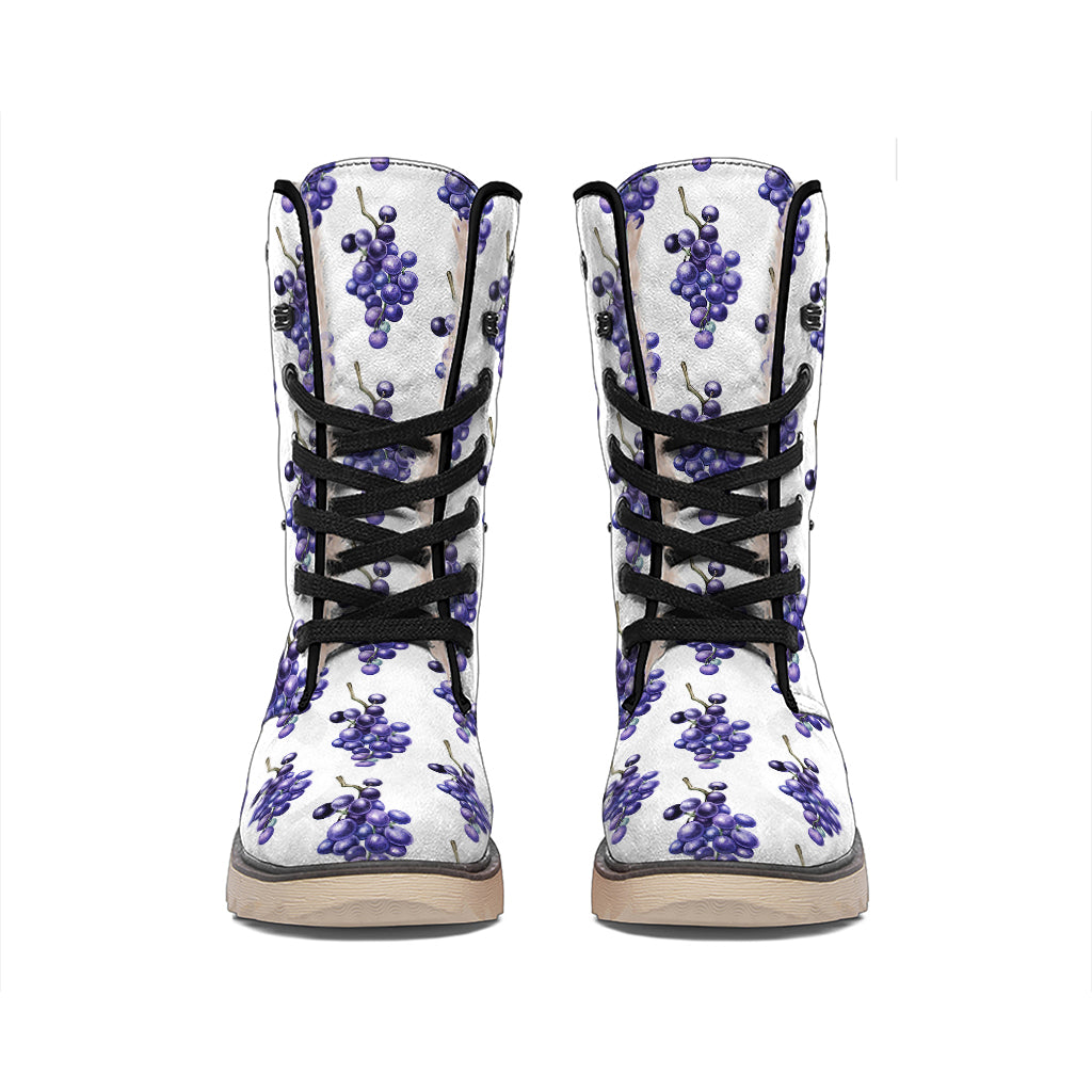 Watercolor Grape Pattern Print Winter Boots
