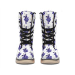 Watercolor Grape Pattern Print Winter Boots