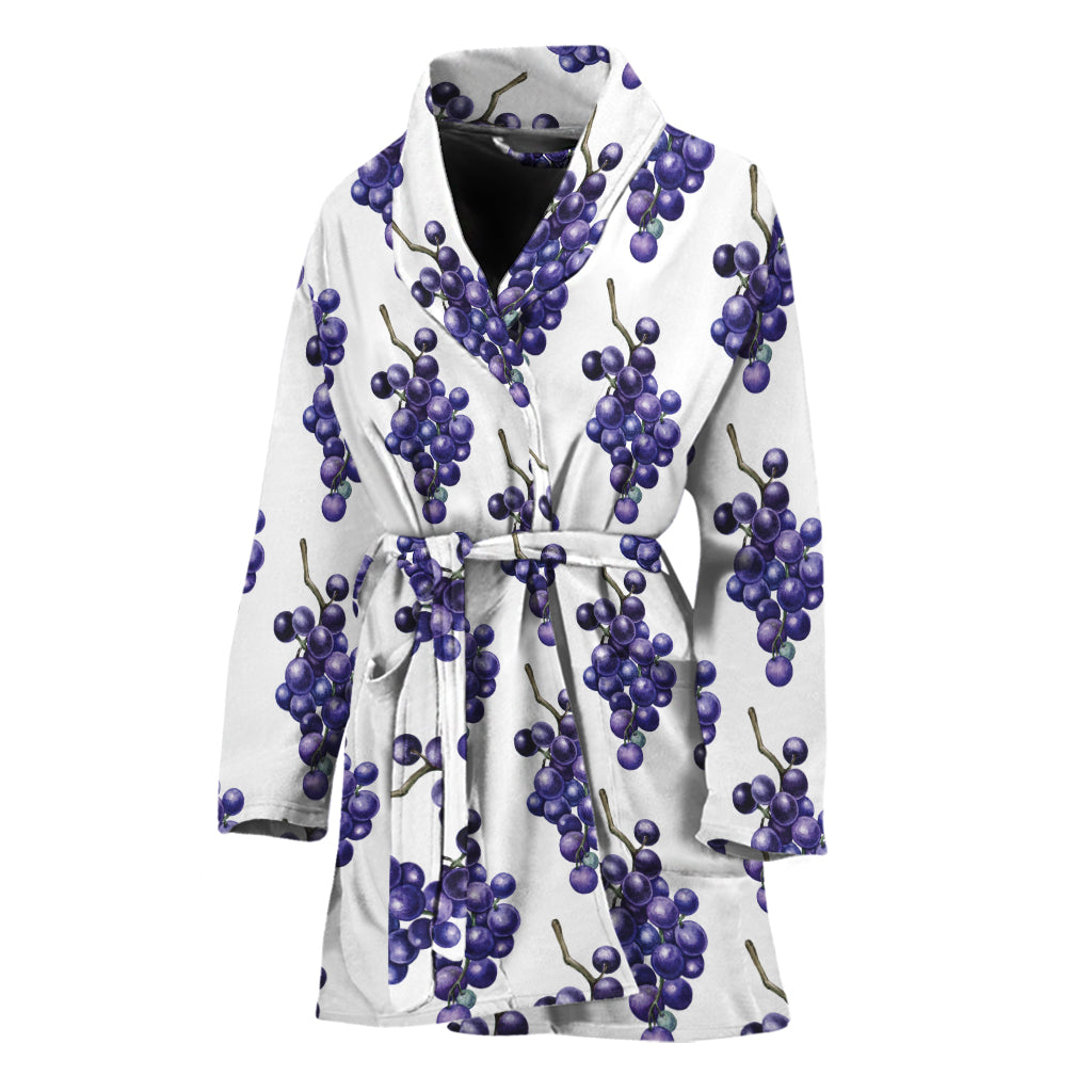 Watercolor Grape Pattern Print Women's Bathrobe
