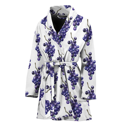 Watercolor Grape Pattern Print Women's Bathrobe