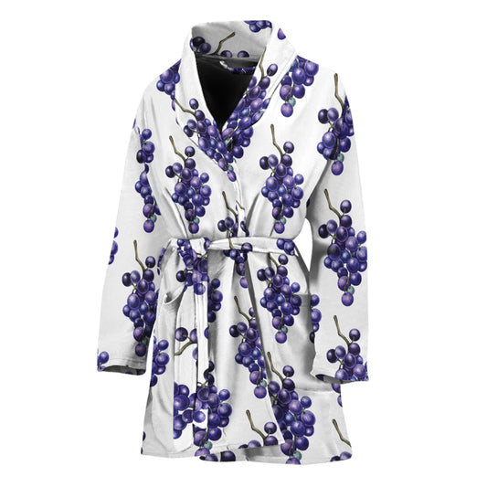 Watercolor Grape Pattern Print Women's Bathrobe