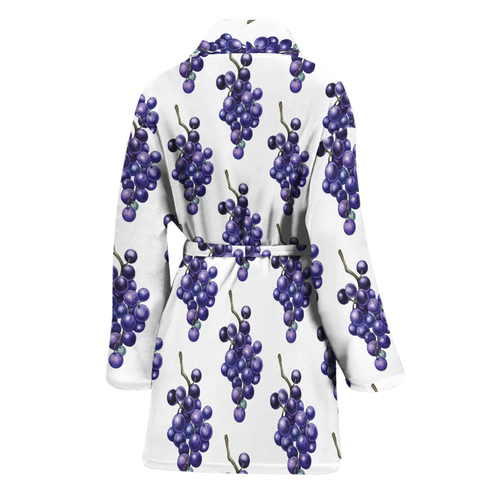 Watercolor Grape Pattern Print Women's Bathrobe