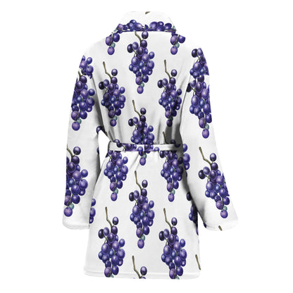 Watercolor Grape Pattern Print Women's Bathrobe