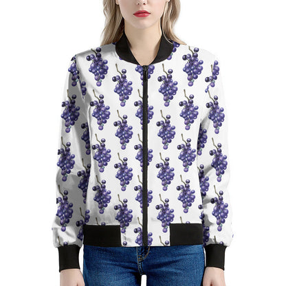 Watercolor Grape Pattern Print Women's Bomber Jacket