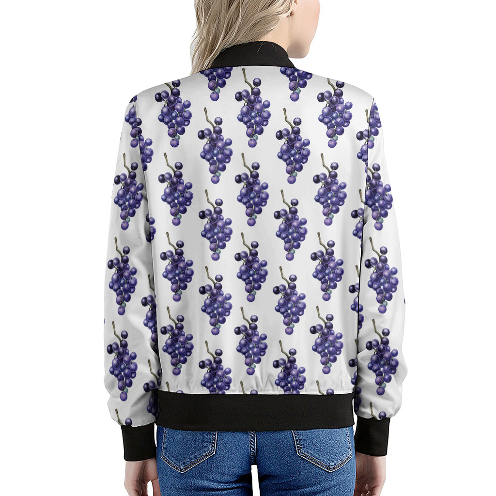 Watercolor Grape Pattern Print Women's Bomber Jacket