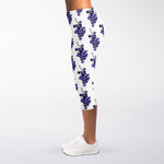 Watercolor Grape Pattern Print Women's Capri Leggings