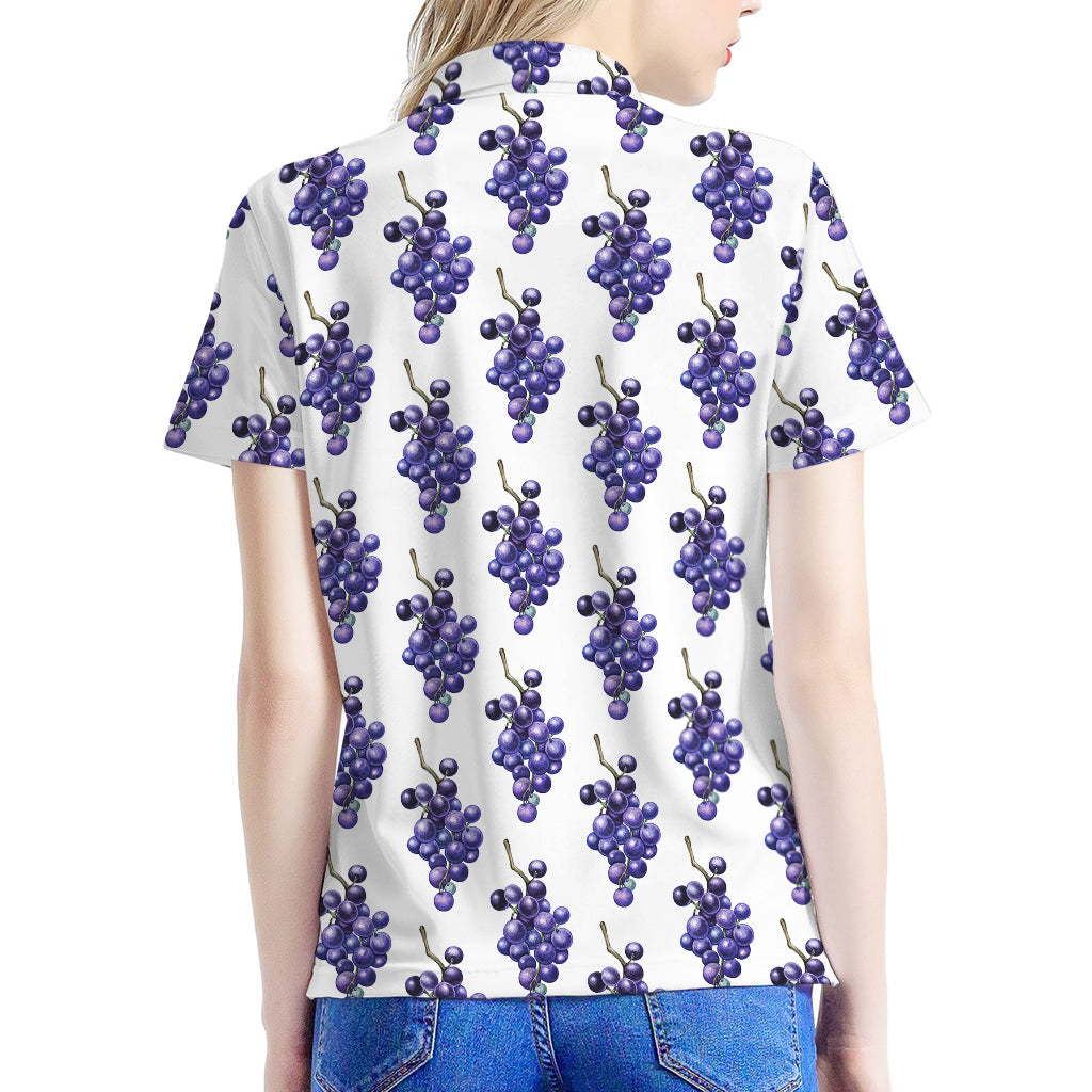 Watercolor Grape Pattern Print Women's Polo Shirt