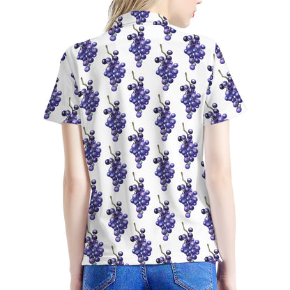 Watercolor Grape Pattern Print Women's Polo Shirt
