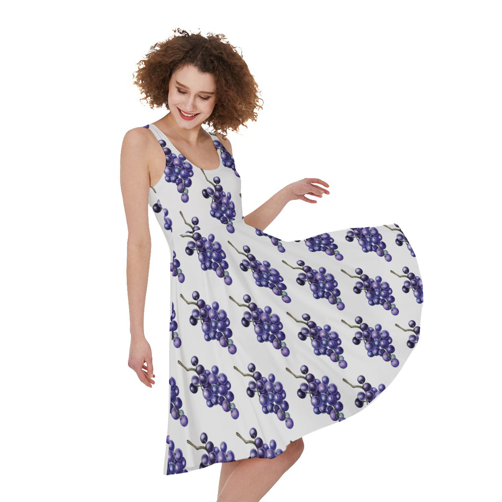 Watercolor Grape Pattern Print Women's Sleeveless Dress