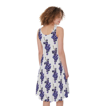 Watercolor Grape Pattern Print Women's Sleeveless Dress