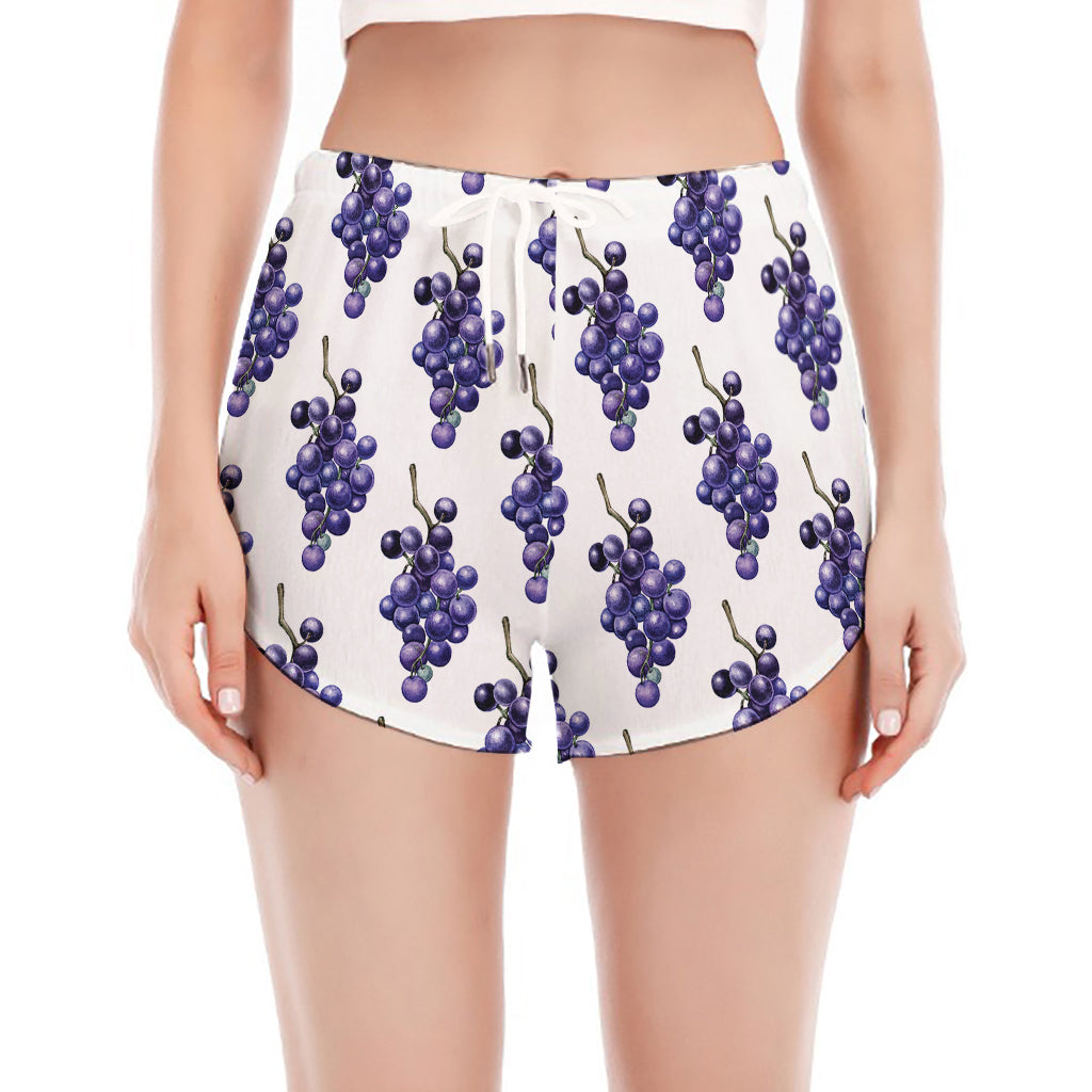 Watercolor Grape Pattern Print Women's Split Running Shorts
