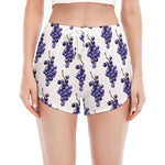 Watercolor Grape Pattern Print Women's Split Running Shorts