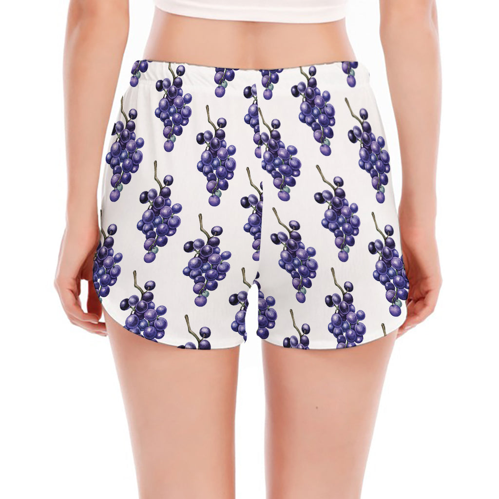 Watercolor Grape Pattern Print Women's Split Running Shorts