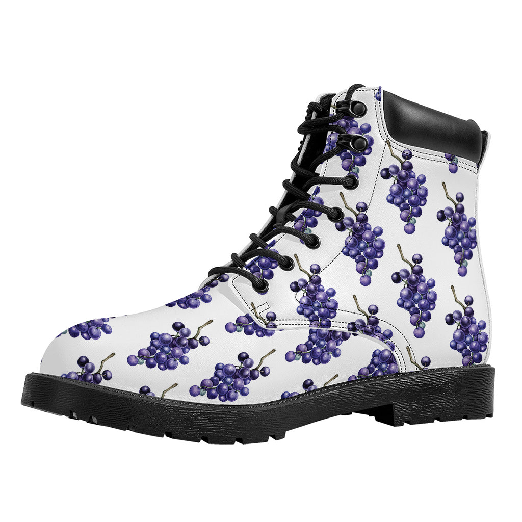 Watercolor Grape Pattern Print Work Boots