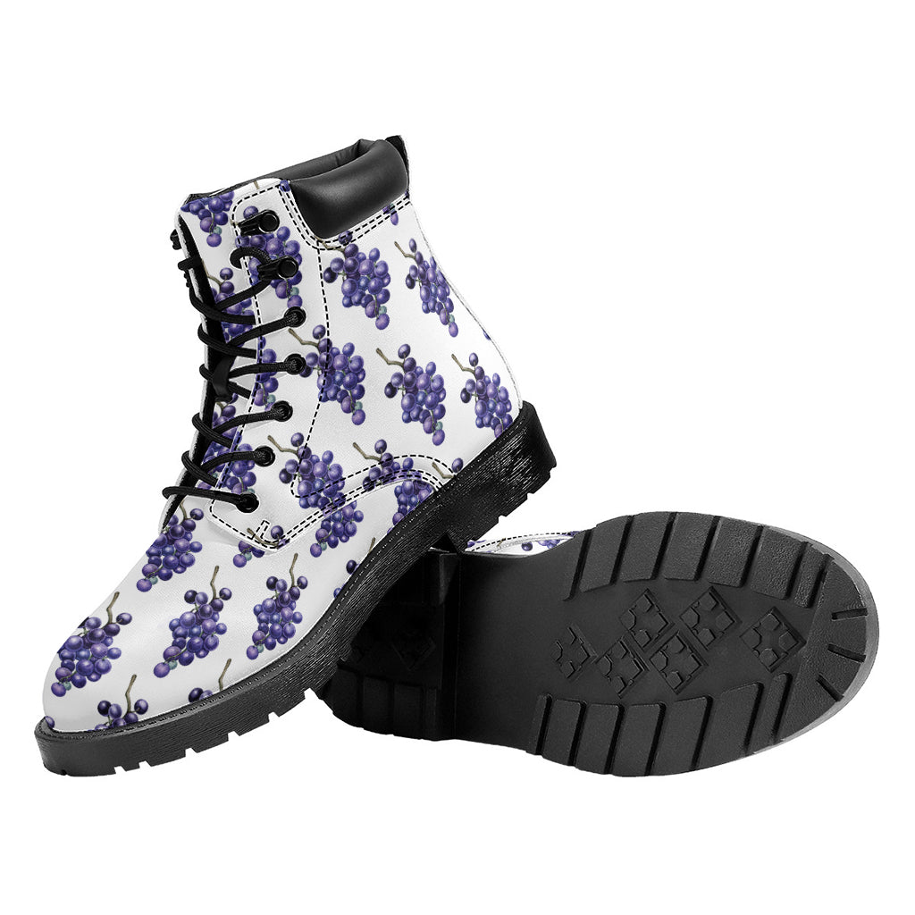 Watercolor Grape Pattern Print Work Boots