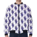 Watercolor Grape Pattern Print Zip Sleeve Bomber Jacket