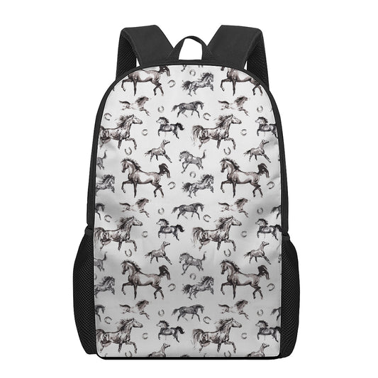 Watercolor Horse Pattern Print 17 Inch Backpack