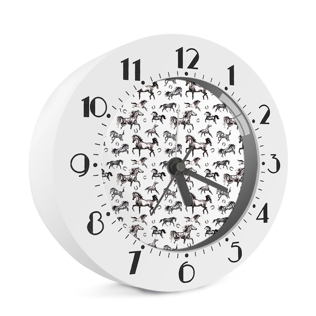 Watercolor Horse Pattern Print Alarm Clock
