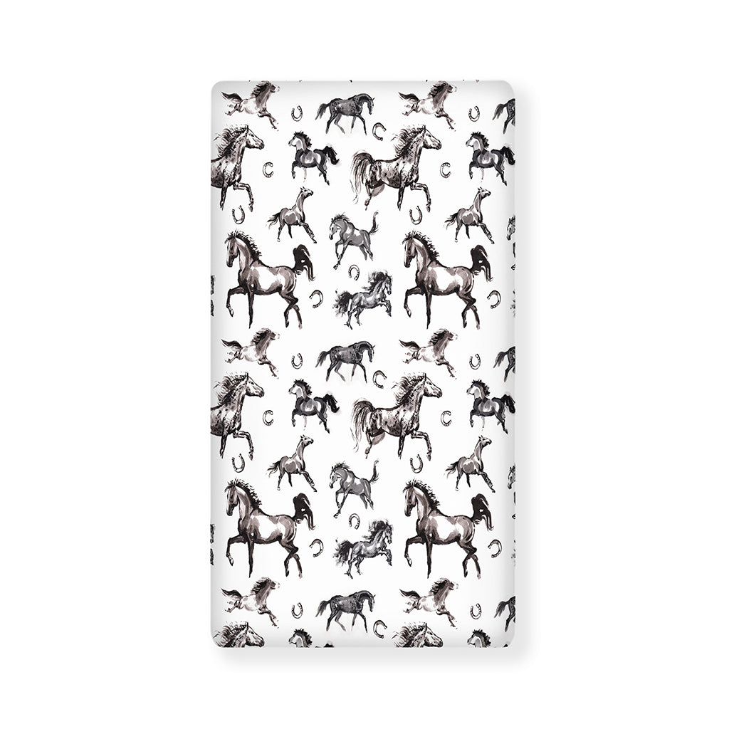 Watercolor Horse Pattern Print Baby Crib Sheet