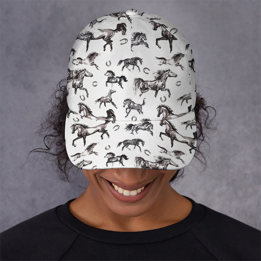 Watercolor Horse Pattern Print Baseball Cap