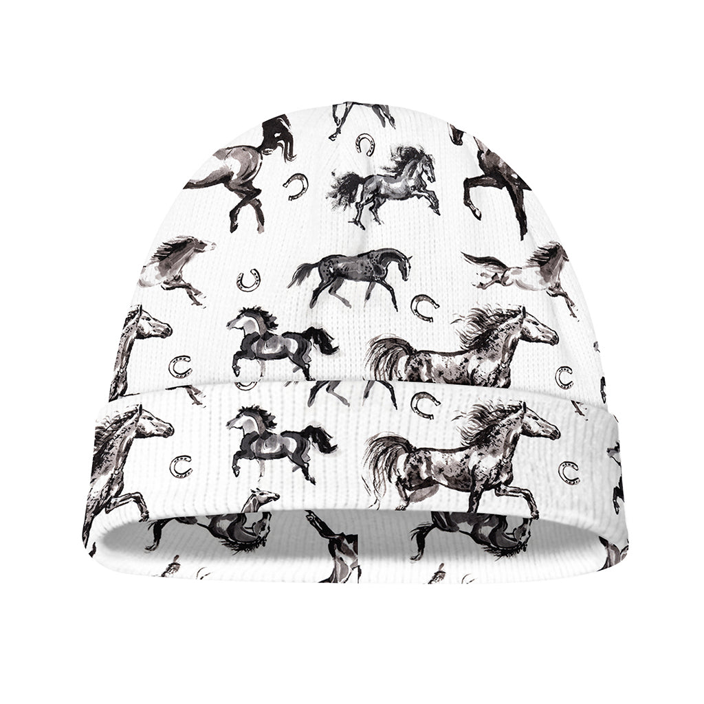 Watercolor Horse Pattern Print Beanie