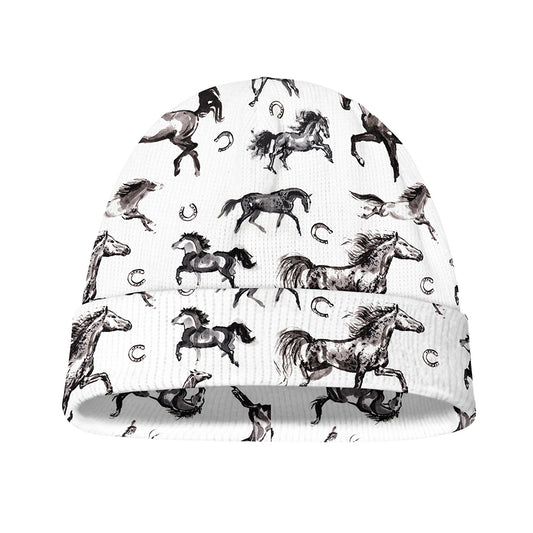 Watercolor Horse Pattern Print Beanie