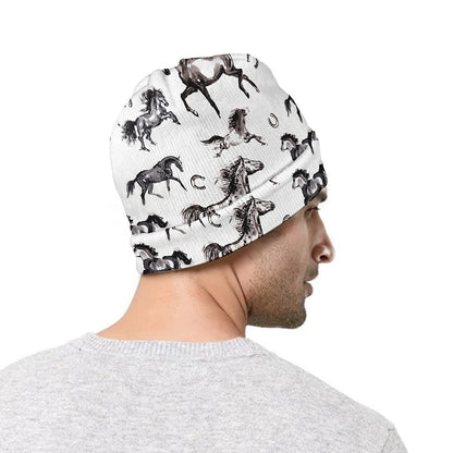 Watercolor Horse Pattern Print Beanie