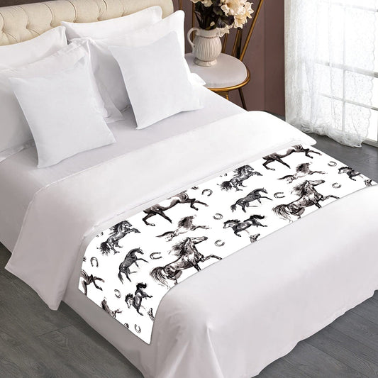 Watercolor Horse Pattern Print Bed Runner