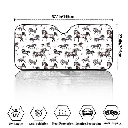 Watercolor Horse Pattern Print Car Windshield Sun Shade