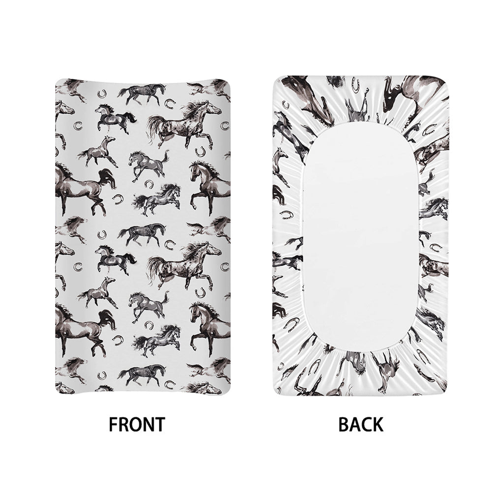 Watercolor Horse Pattern Print Changing Pad Cover