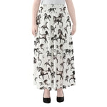 Watercolor Horse Pattern Print Chiffon Maxi Skirt