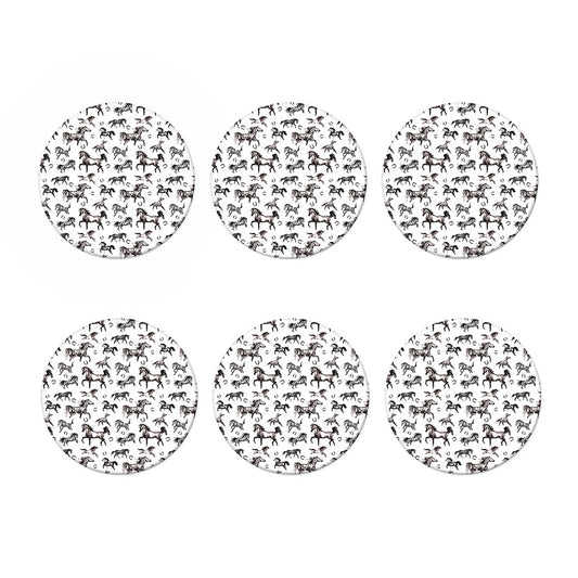 Watercolor Horse Pattern Print Coaster Set