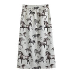 Watercolor Horse Pattern Print Cotton Front Slit Maxi Skirt