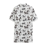 Watercolor Horse Pattern Print Cotton Hawaiian Shirt