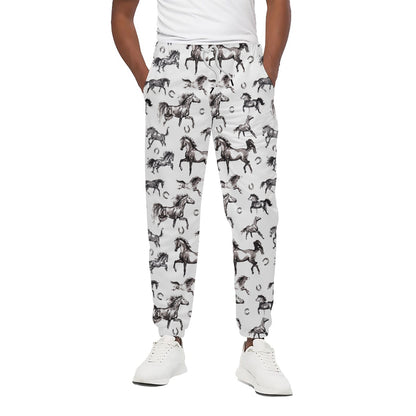 Watercolor Horse Pattern Print Cotton Pants