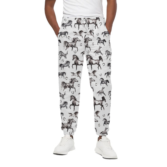 Watercolor Horse Pattern Print Cotton Pants