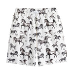 Watercolor Horse Pattern Print Cotton Shorts