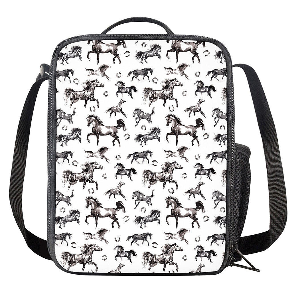 Watercolor Horse Pattern Print Crossbody Lunch Bag