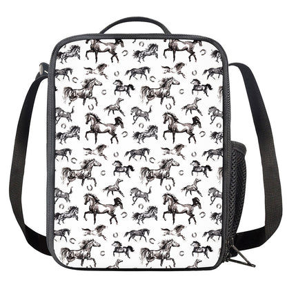 Watercolor Horse Pattern Print Crossbody Lunch Bag