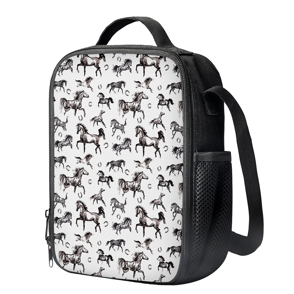 Watercolor Horse Pattern Print Crossbody Lunch Bag