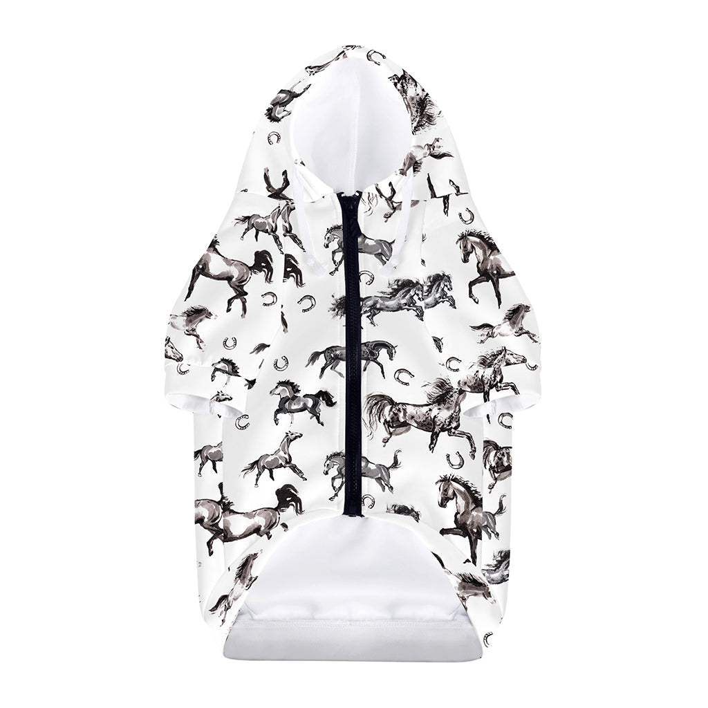 Watercolor Horse Pattern Print Dog Zip Up Hoodie