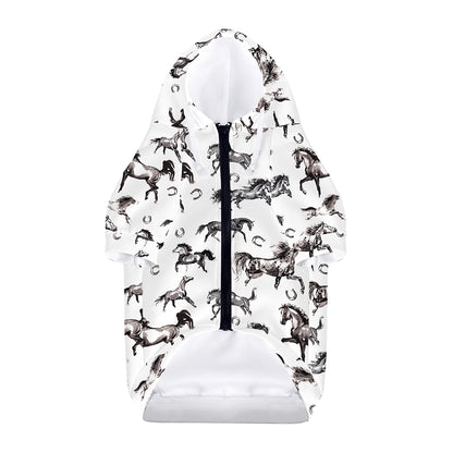 Watercolor Horse Pattern Print Dog Zip Up Hoodie