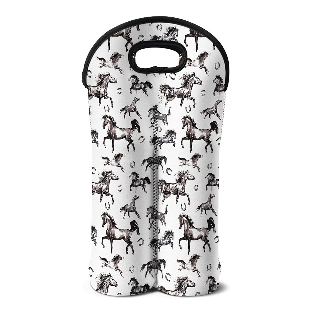 Watercolor Horse Pattern Print Double Neoprene Wine Tote