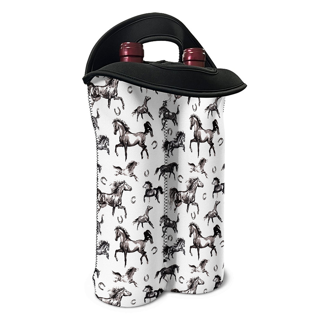 Watercolor Horse Pattern Print Double Neoprene Wine Tote