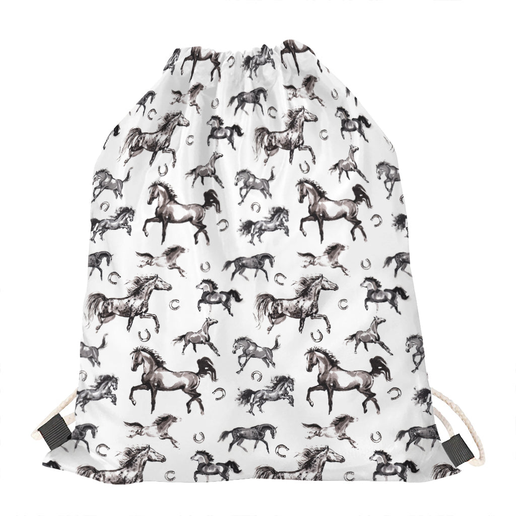 Watercolor Horse Pattern Print Drawstring Bag