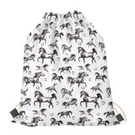 Watercolor Horse Pattern Print Drawstring Bag