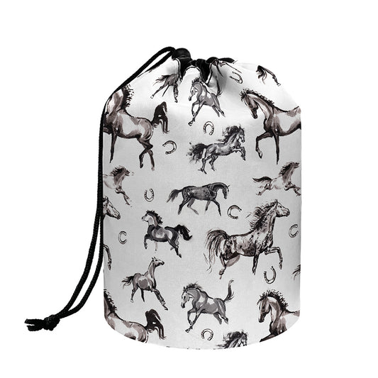 Watercolor Horse Pattern Print Drawstring Makeup Bag