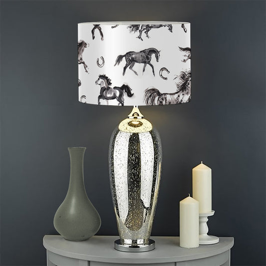 Watercolor Horse Pattern Print Drum Lamp Shade
