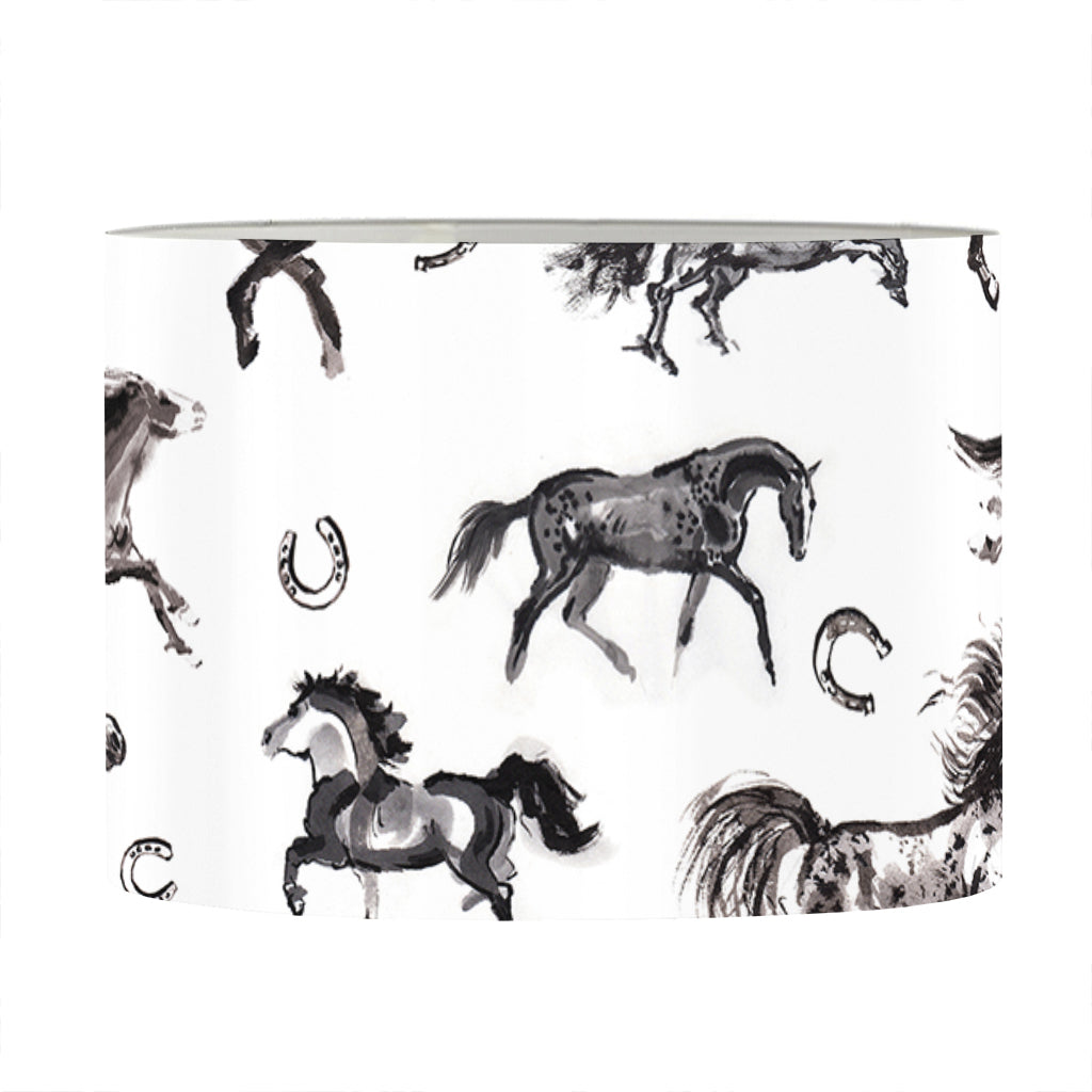 Watercolor Horse Pattern Print Drum Lamp Shade